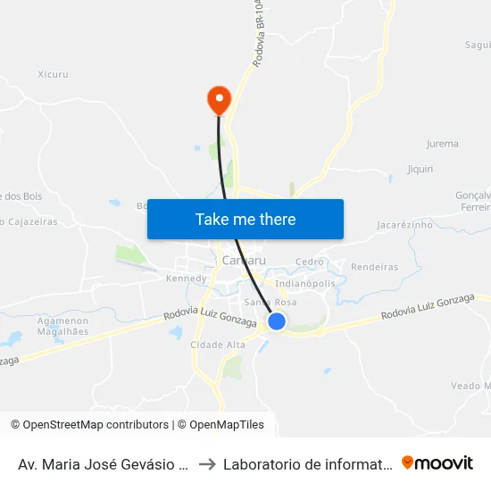 Av. Maria José Gevásio Nascimento 120 to Laboratorio de informatica - UFPE /CAA map