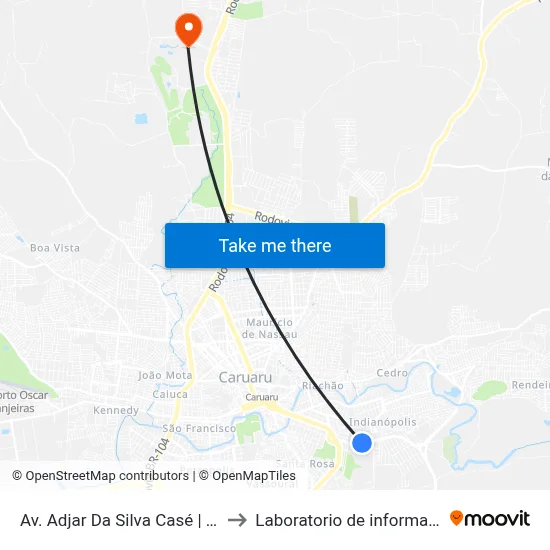 Av. Adjar Da Silva Casé | Caruaru Shopping to Laboratorio de informatica - UFPE /CAA map