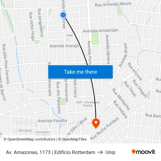 Av. Amazonas, 1173 | Edifício Rotterdam to Unip map