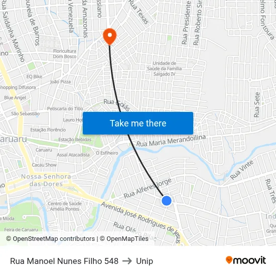 Rua Manoel Nunes Filho 548 to Unip map