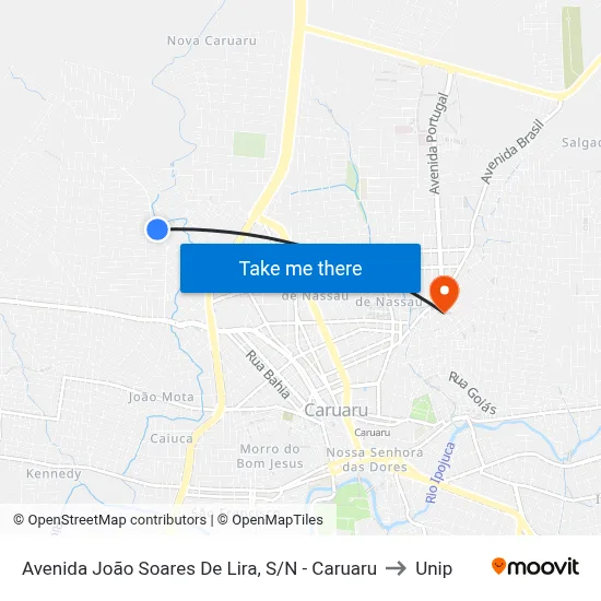 Avenida João Soares De Lira, S/N - Caruaru to Unip map