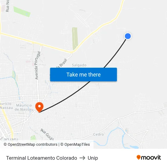 Terminal Loteamento Colorado to Unip map