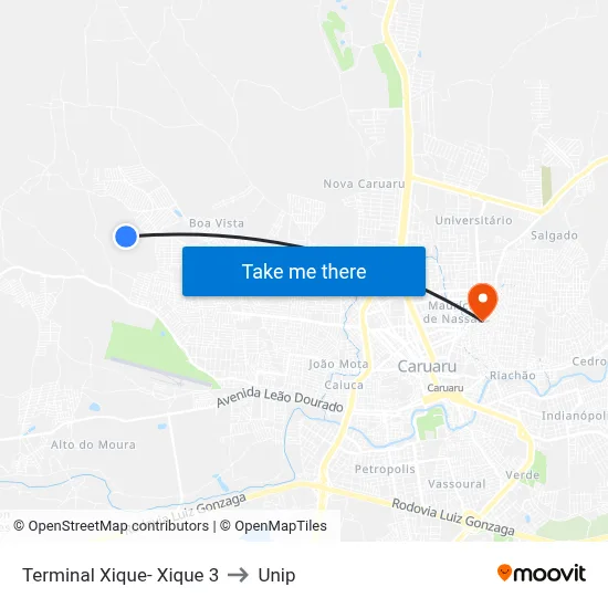 Terminal Xique- Xique 3 to Unip map