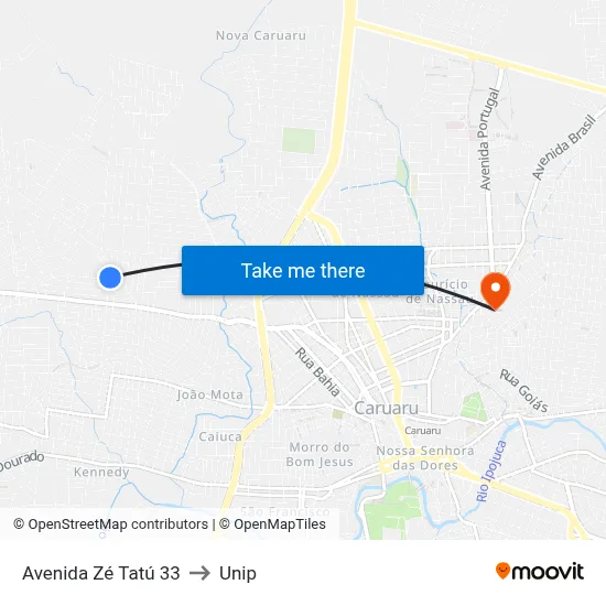 Avenida Zé Tatú 33 to Unip map