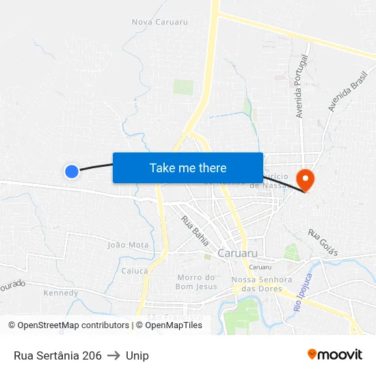 Rua Sertânia 206 to Unip map