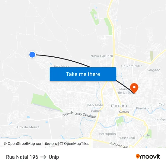 Rua Natal 196 to Unip map