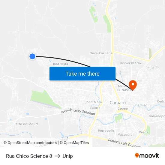Rua Chico Science 8 to Unip map