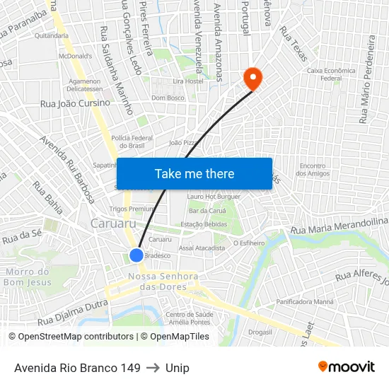 Avenida Rio Branco 149 to Unip map