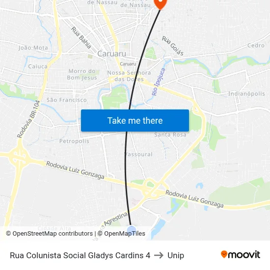 Rua Colunista Social Gladys Cardins 4 to Unip map