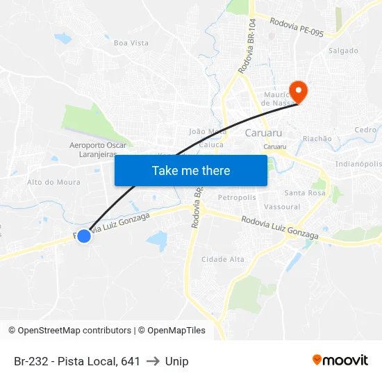 Br-232 - Pista Local, 641 to Unip map