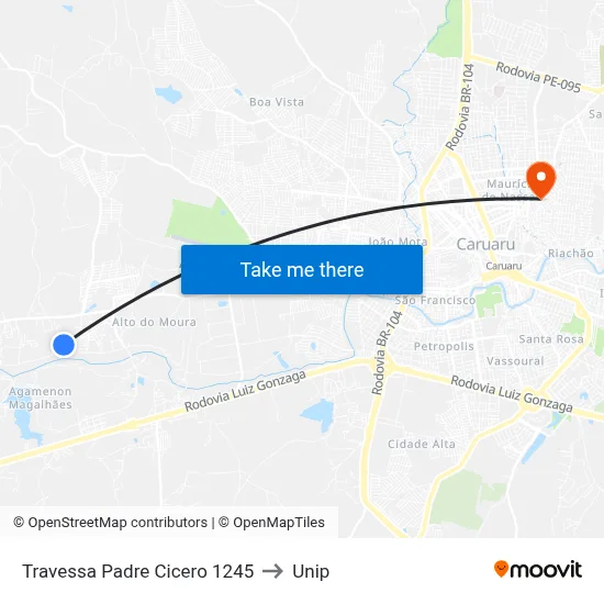 Travessa Padre Cicero 1245 to Unip map