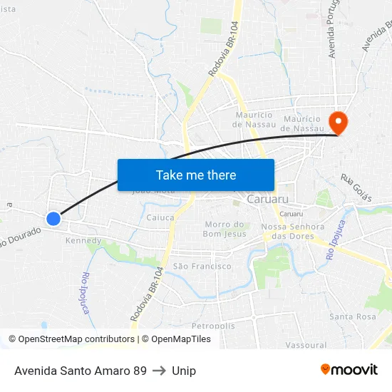 Avenida Santo Amaro 89 to Unip map