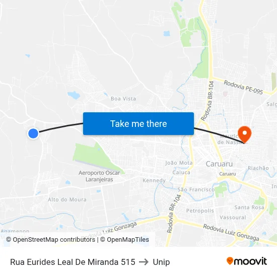 Rua Eurides Leal De Miranda 515 to Unip map