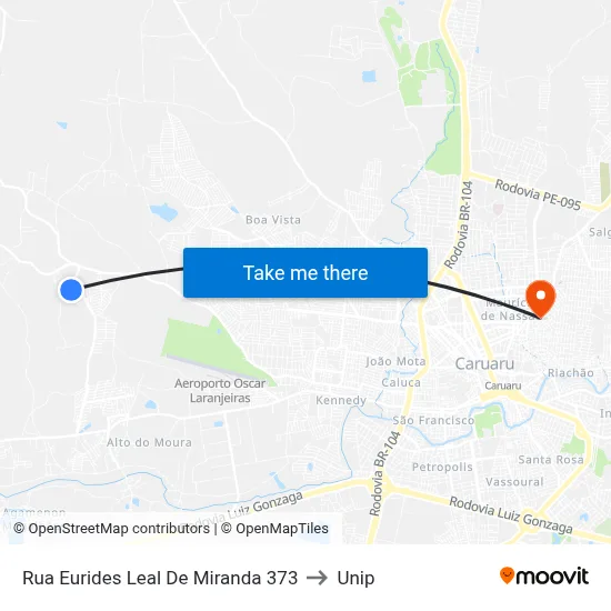 Rua Eurides Leal De Miranda 373 to Unip map