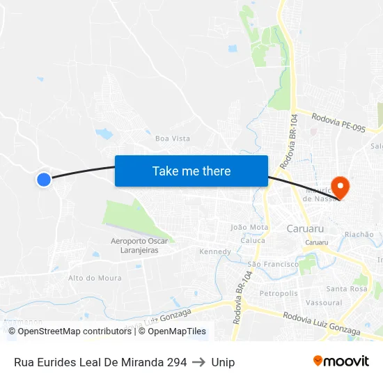 Rua Eurides Leal De Miranda 294 to Unip map