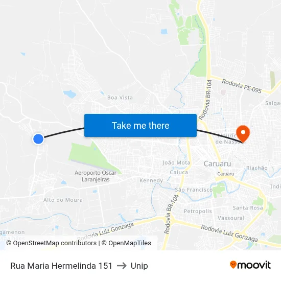 Rua Maria Hermelinda 151 to Unip map