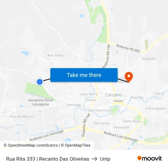 Rua Rita 333 | Recanto Das Oliveiras to Unip map