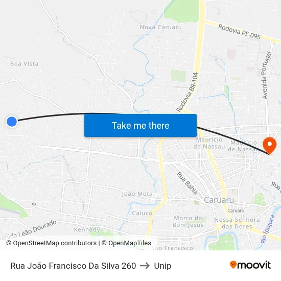 Rua João Francisco Da Silva 260 to Unip map