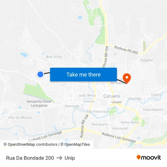 Rua Da Bondade 200 to Unip map