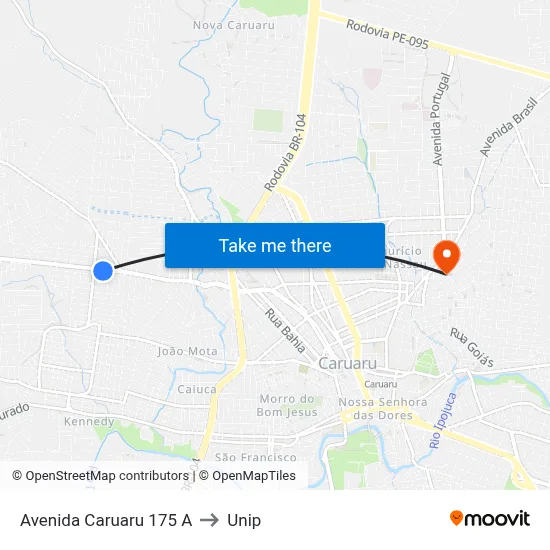 Avenida Caruaru 175 A to Unip map