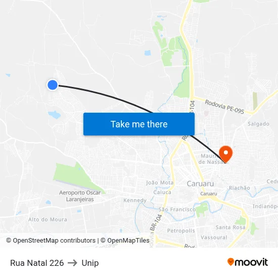 Rua Natal 226 to Unip map