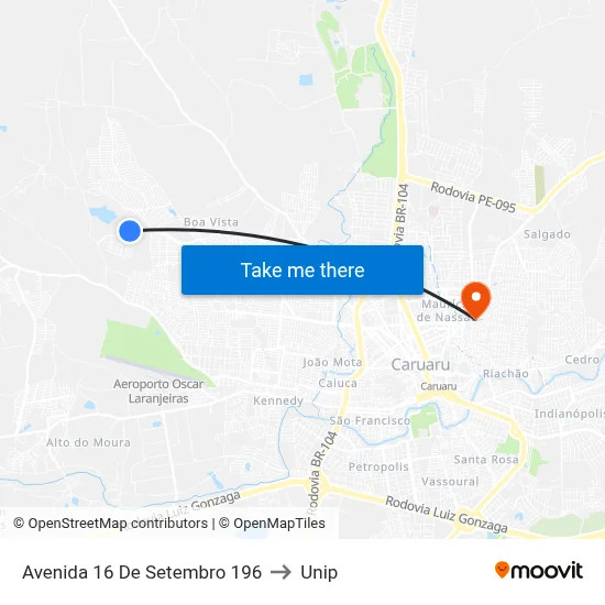 Avenida 16 De Setembro 196 to Unip map