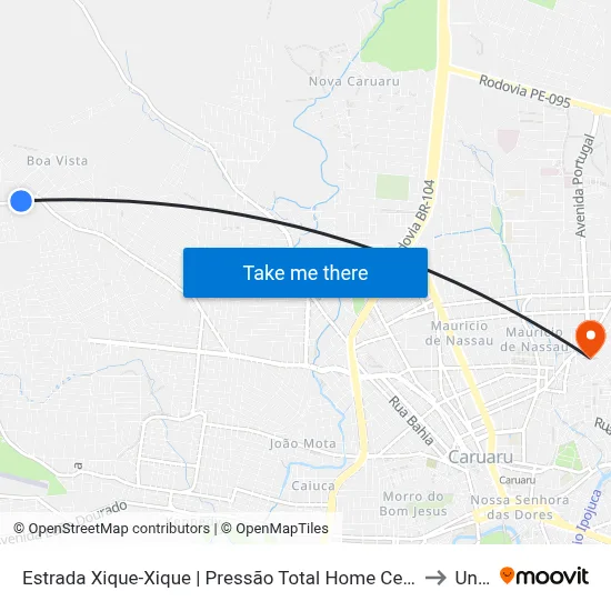 Estrada Xique-Xique | Pressão Total Home Center to Unip map