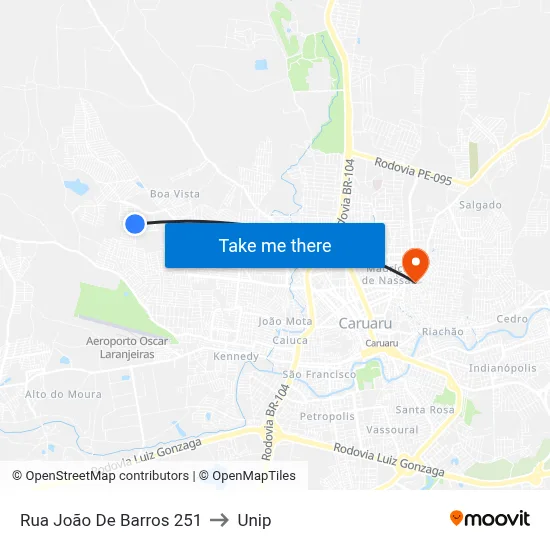 Rua João De Barros 251 to Unip map