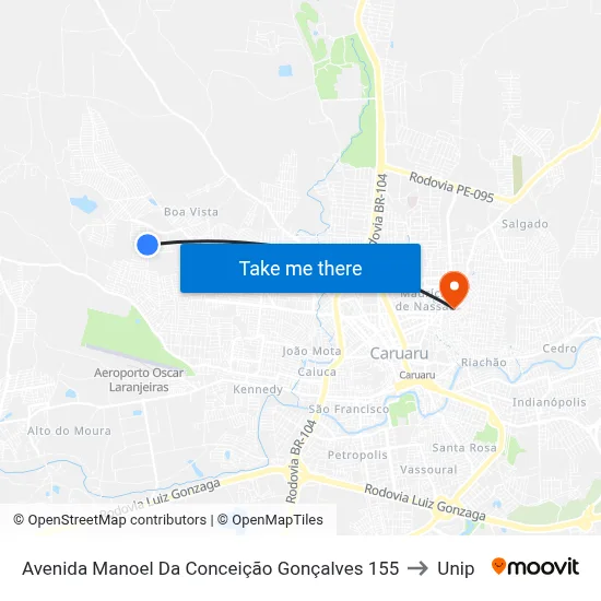 Avenida Manoel Da Conceição Gonçalves 155 to Unip map