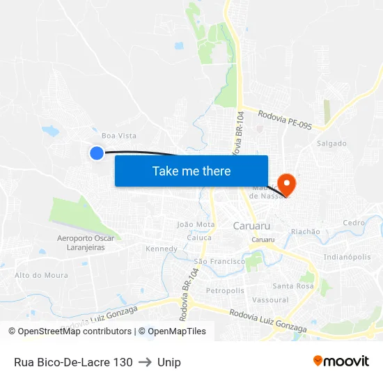 Rua Bico-De-Lacre 130 to Unip map