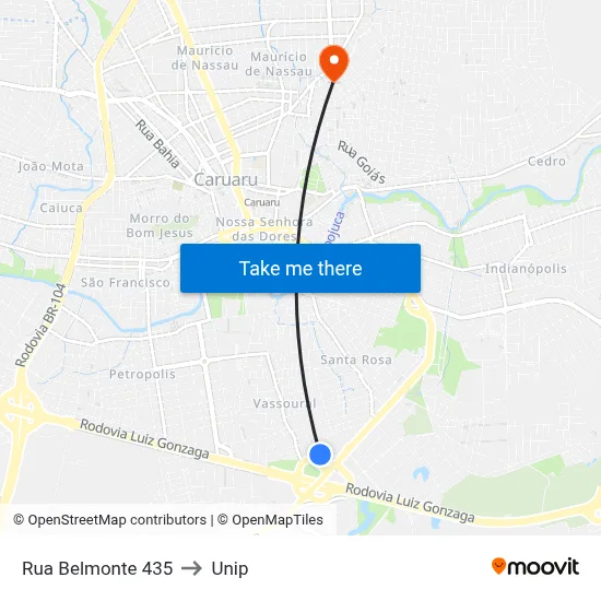 Rua Belmonte 435 to Unip map