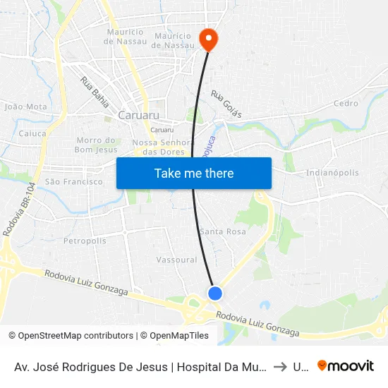 Av. José Rodrigues De Jesus | Hospital Da Mulher Do Agreste to Unip map