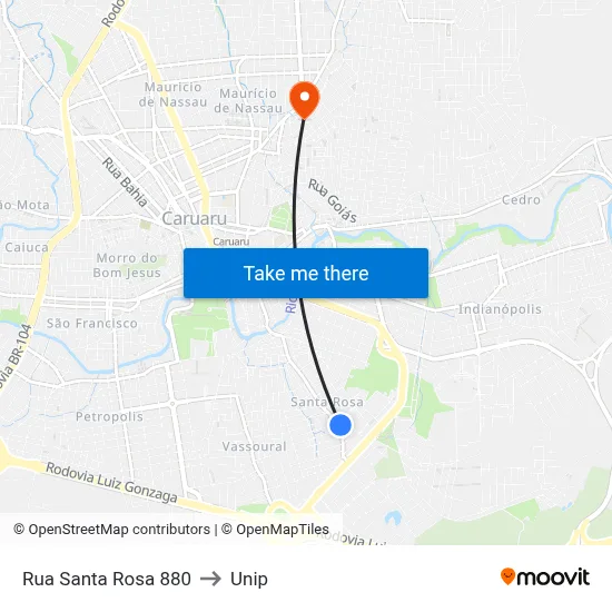 Rua Santa Rosa 880 to Unip map