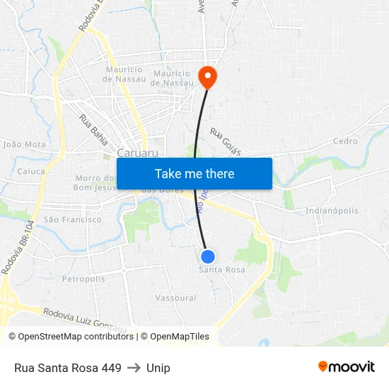 Rua Santa Rosa 449 to Unip map