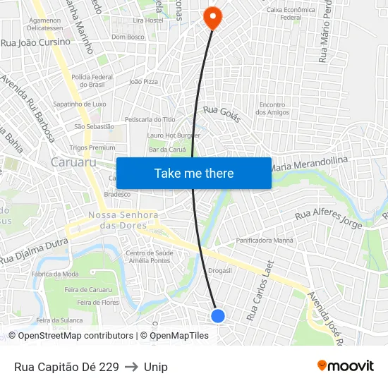 Rua Capitão Dé 229 to Unip map