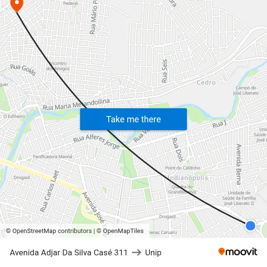 Avenida Adjar Da Silva Casé 311 to Unip map