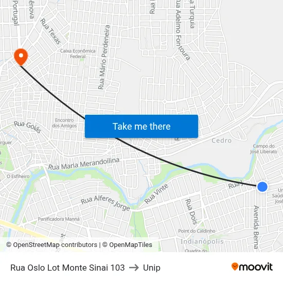 Rua Oslo Lot Monte Sinai 103 to Unip map