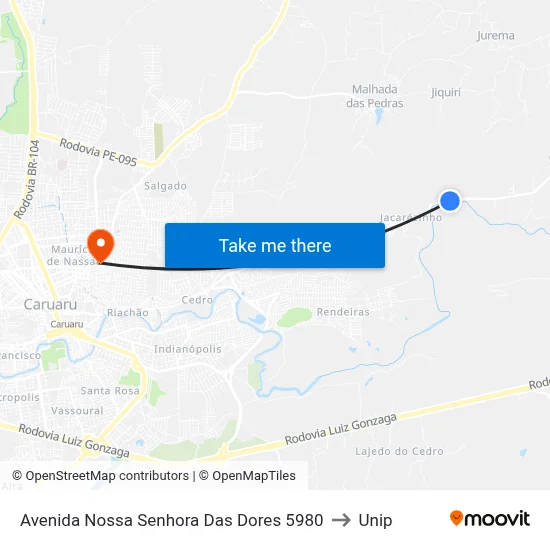 Avenida Nossa Senhora Das Dores 5980 to Unip map