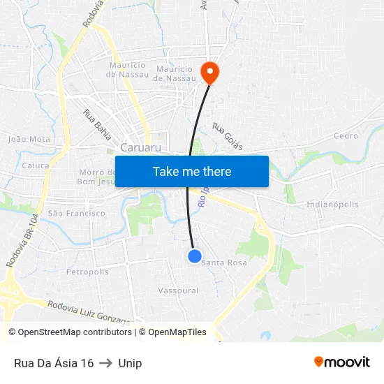 Rua Da Ásia 16 to Unip map