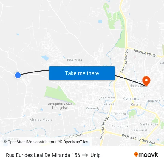 Rua Eurides Leal De Miranda 156 to Unip map