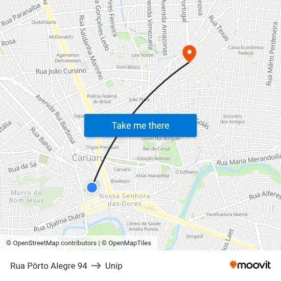 Rua Pôrto Alegre 94 to Unip map