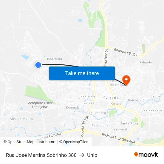 Rua José Martins Sobrinho 380 to Unip map