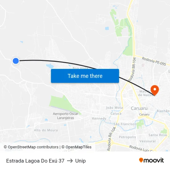Estrada Lagoa Do Exú 37 to Unip map