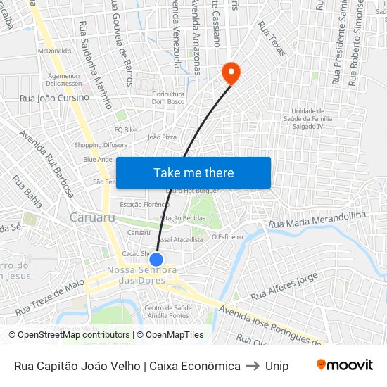 Rua Capítão João Velho | Caixa Econômica to Unip map