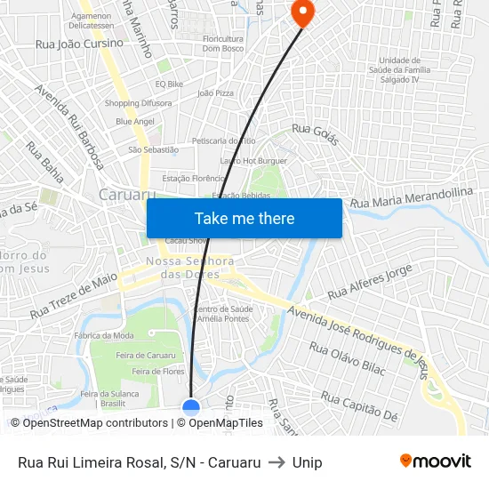 Rua Rui Limeira Rosal, S/N - Caruaru to Unip map