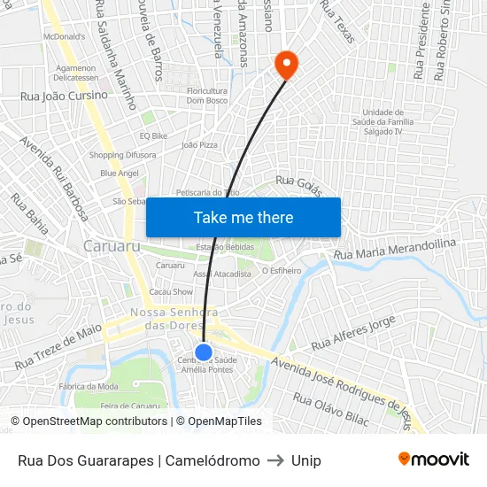 Rua Dos Guararapes | Camelódromo to Unip map