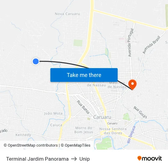 Terminal Jardim Panorama to Unip map