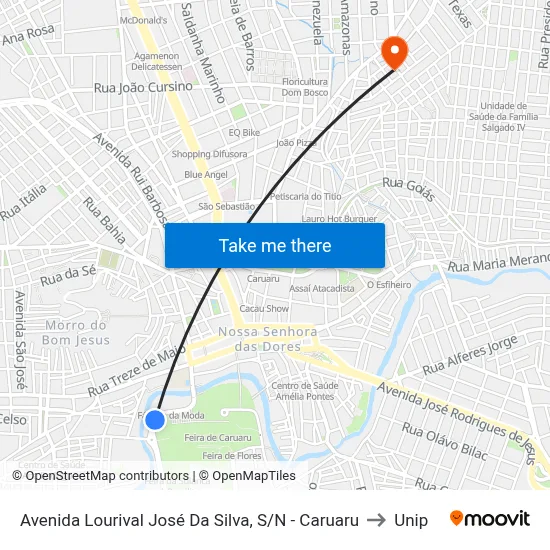 Avenida Lourival José Da Silva, S/N - Caruaru to Unip map