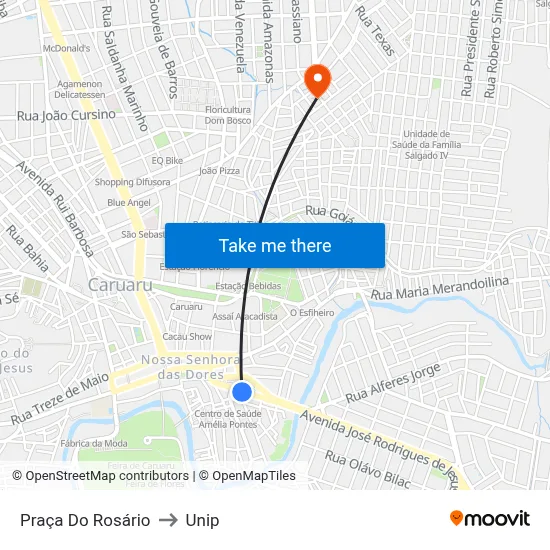 Praça Do Rosário to Unip map