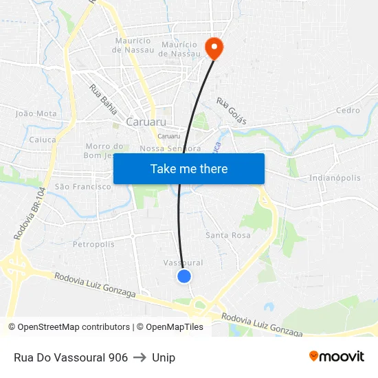 Rua Do Vassoural 906 to Unip map